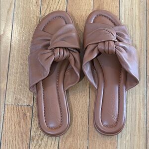 J. Crew Tan Knotted Slide Sandals